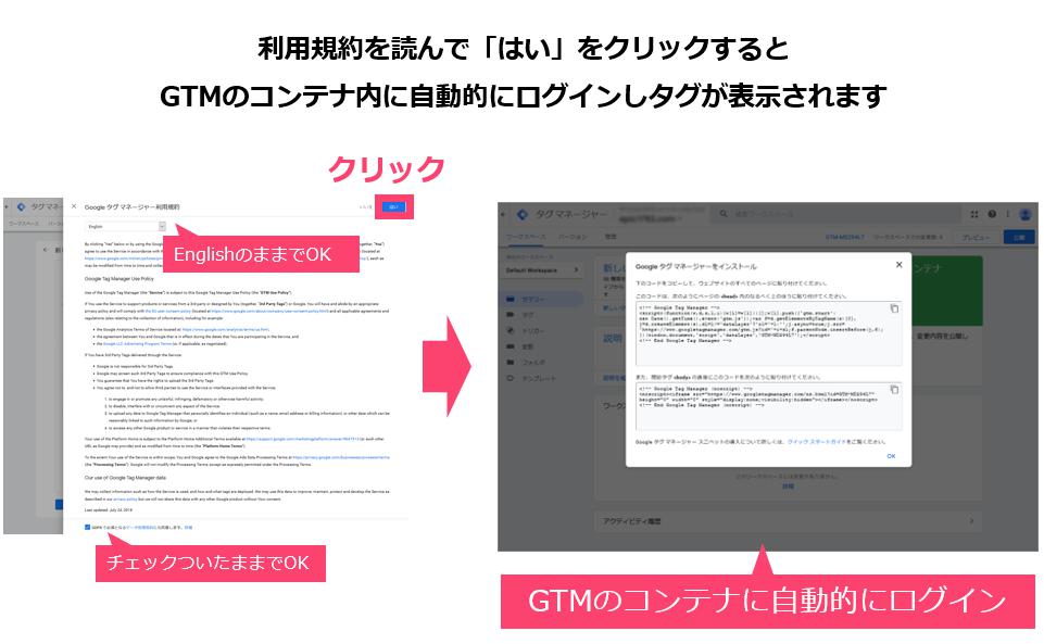 7.利用規約を読んで「はい」をクリック
